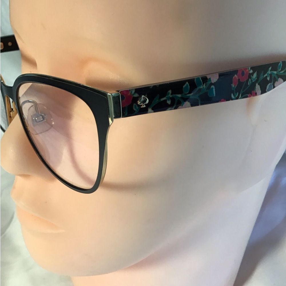 Kate Spade Black ‘Vandra’  Eyeglasses with gold trim & floral arms